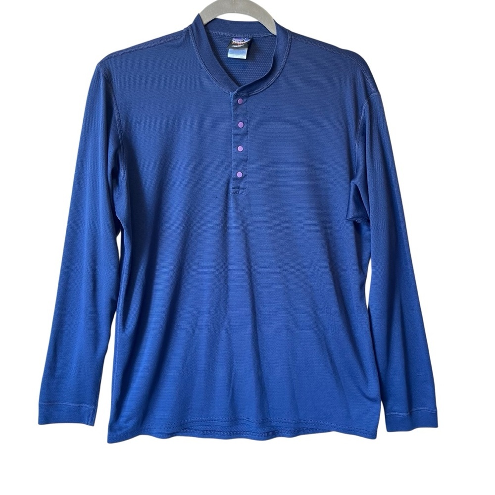 Patagonia Capilene henley shirt Medium Navy blue Base layer Wicking Lightweight